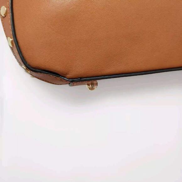 NEW Brahmin Carla Tan Nelani Medium Zig Zag Woven Leather Satchel Caramel Color - Picture 12 of 12